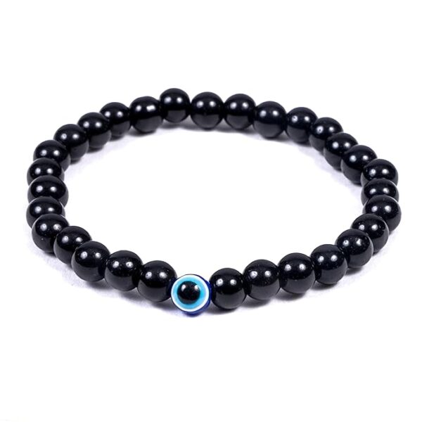 Black Tourmaline Bracelet with Evil Eye (Protection & Grounding) - Image 6