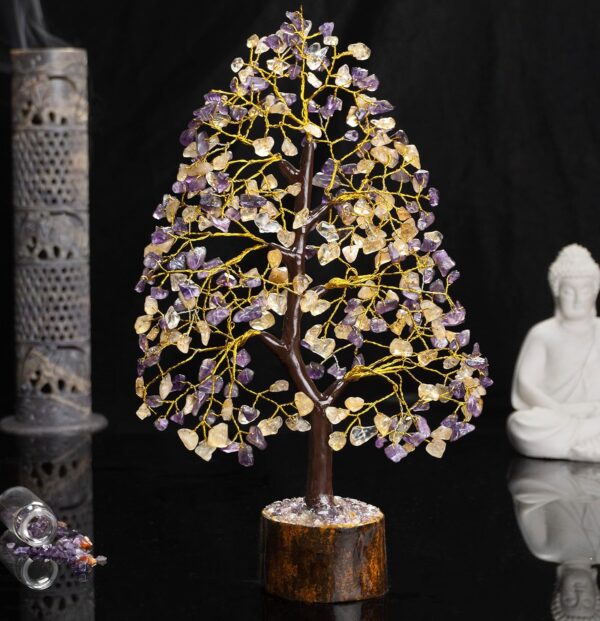Amethyst and Citrine Crystal Tree by Infinite Ratnaz for balance, abundance, and spiritual clarity