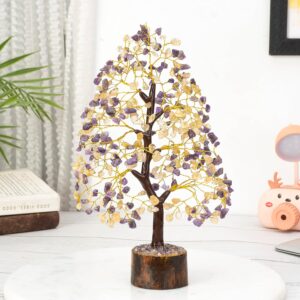 Amethyst and Citrine Crystal Tree by Infinite Ratnaz for balance, abundance, and spiritual clarity